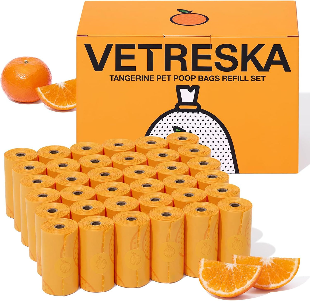 VETRESKA Dog Poop Bag Dispenser with Citrus Scented Waste Bags, Leak Proof, Extra Thick and Large Pet Poop Bags for Walking Dog and Cats Litter, 1 Count Holder and 105 Bags, Orange - Image 12