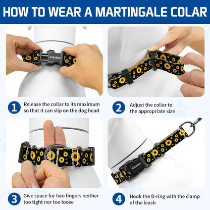 Martingale collar showing metal D-ring and adjustment slider