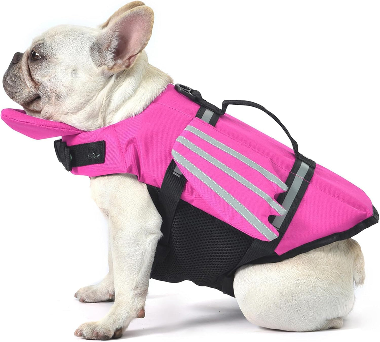 Petglad dog life jacket in pink front view showing the cute wings design.