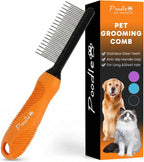 Poodle Pet Detangling Pet Comb with Long & Short Stainless Steel Teeth for Removing Matted Fur, Knots & Tangles - Detangler Tool Accessories for Safe & Gentle DIY Dog & Cat Grooming - Image 12