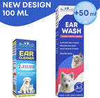 Beloved Pets ear cleaner drops next to cotton balls for pet care