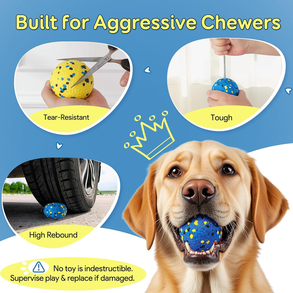 Kimee Dog Balls Tennis Ball Toys Dog Toys for Aggressive Chewers Durable Teething Chew Toys Water Toy Fetch Ball for Large Medium Small Dog and Puppies (4 Balls) - Image 6