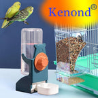 Kenond no mess bird feeder installed on wire bird cage