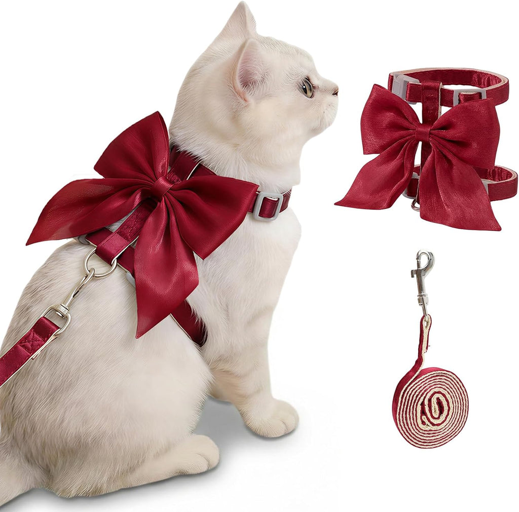 Tensho Pink Bow Cat Harness and Leash Set Escape Proof, Adjustable Kitten Harness with Leash, Bow Tie Cat Harness for Walking Outdoor - Soft Lightweight Harness for Small Dogs Cats Rabbits (S) - Image 10