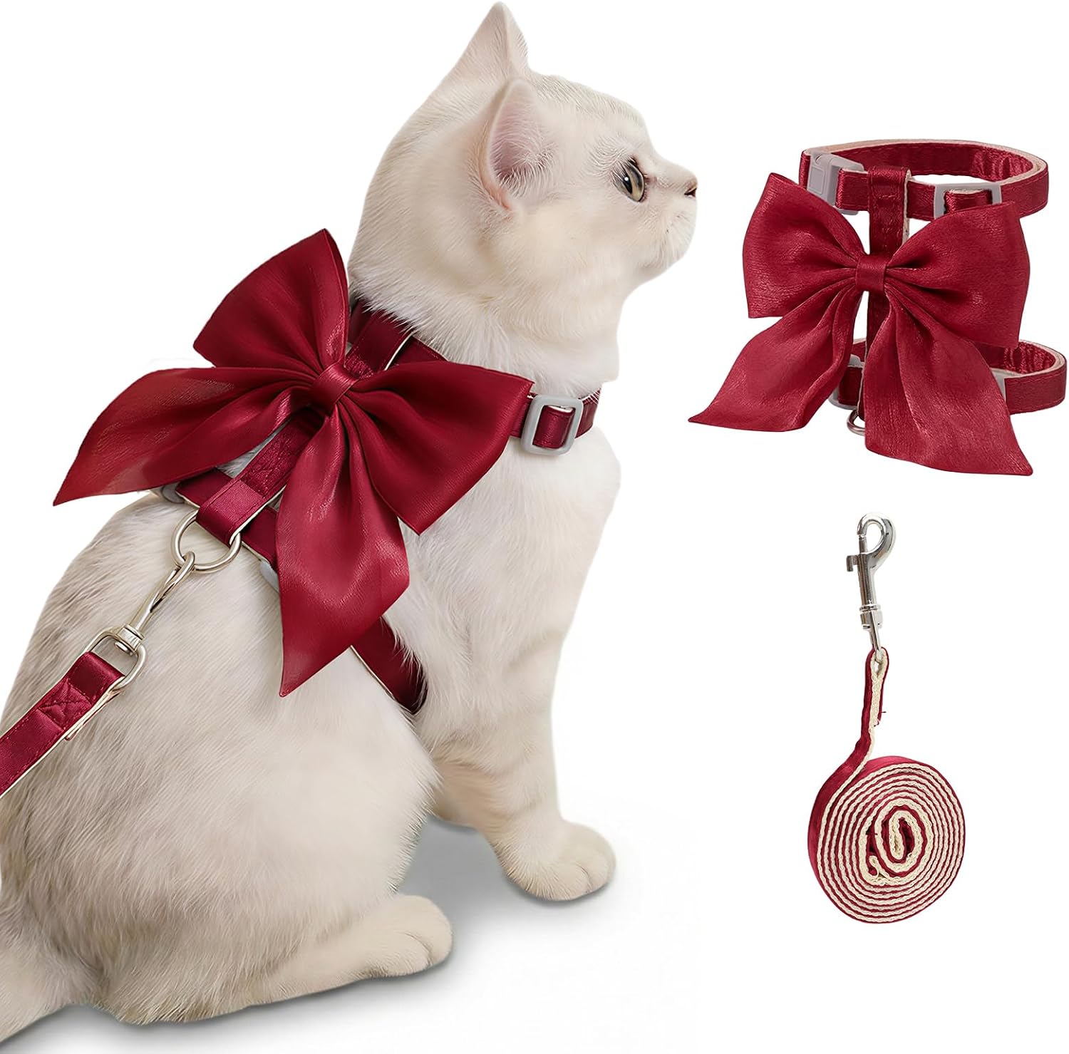 Tensho Pink Bow Cat Harness and Leash Set Escape Proof, Adjustable Kitten Harness with Leash, Bow Tie Cat Harness for Walking Outdoor - Soft Lightweight Harness for Small Dogs Cats Rabbits (S) - Image 10