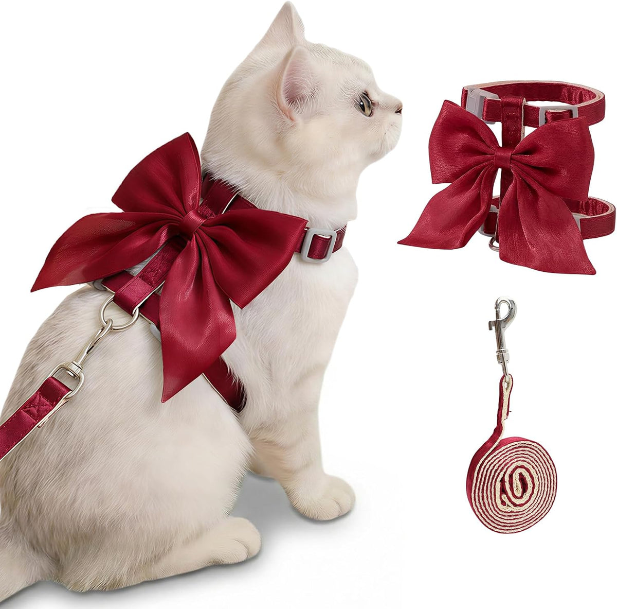 Tensho Pink Bow Cat Harness and Leash Set Escape Proof, Adjustable Kitten Harness with Leash, Bow Tie Cat Harness for Walking Outdoor - Soft Lightweight Harness for Small Dogs Cats Rabbits (S) - Image 10