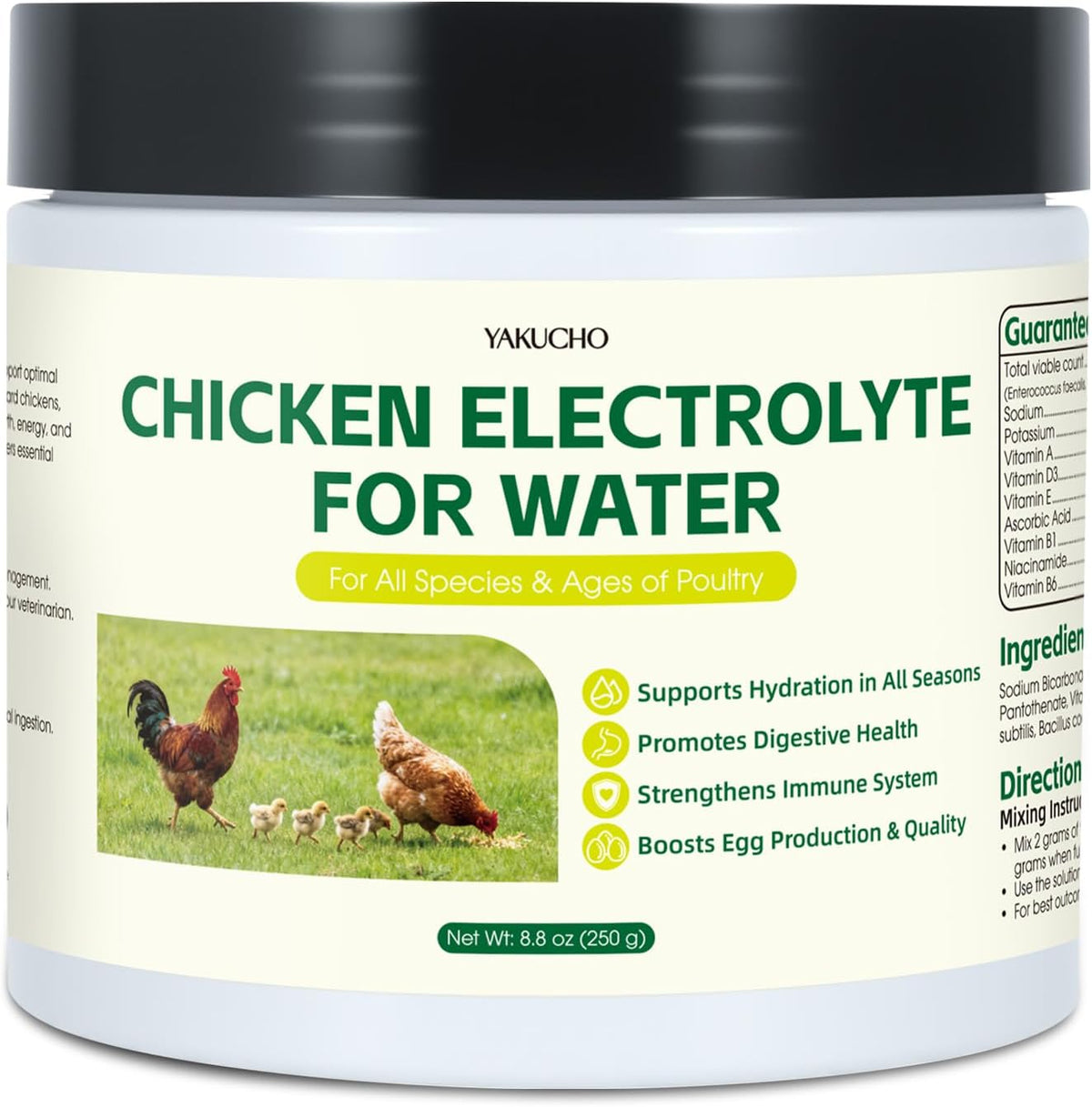 Yakucho chicken electrolytes supplement front view bottle