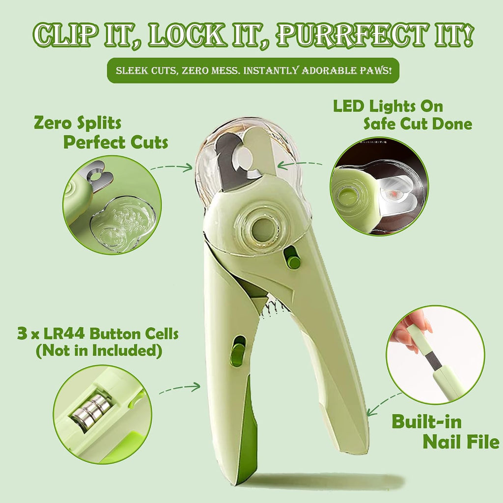 Self Cleaning Cat Brush for Shedding, LED Light Nail Clipper, Nail Clipper and Nail File, Slicker Brushes and Nail Trimmer for Long Haired Cats, Grooming Kit, Cat Lover Gifts - Image 3