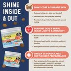 Back label details of Bernie's premium fish oil chews displaying EPA and DHA concentrations and nutritional facts.
