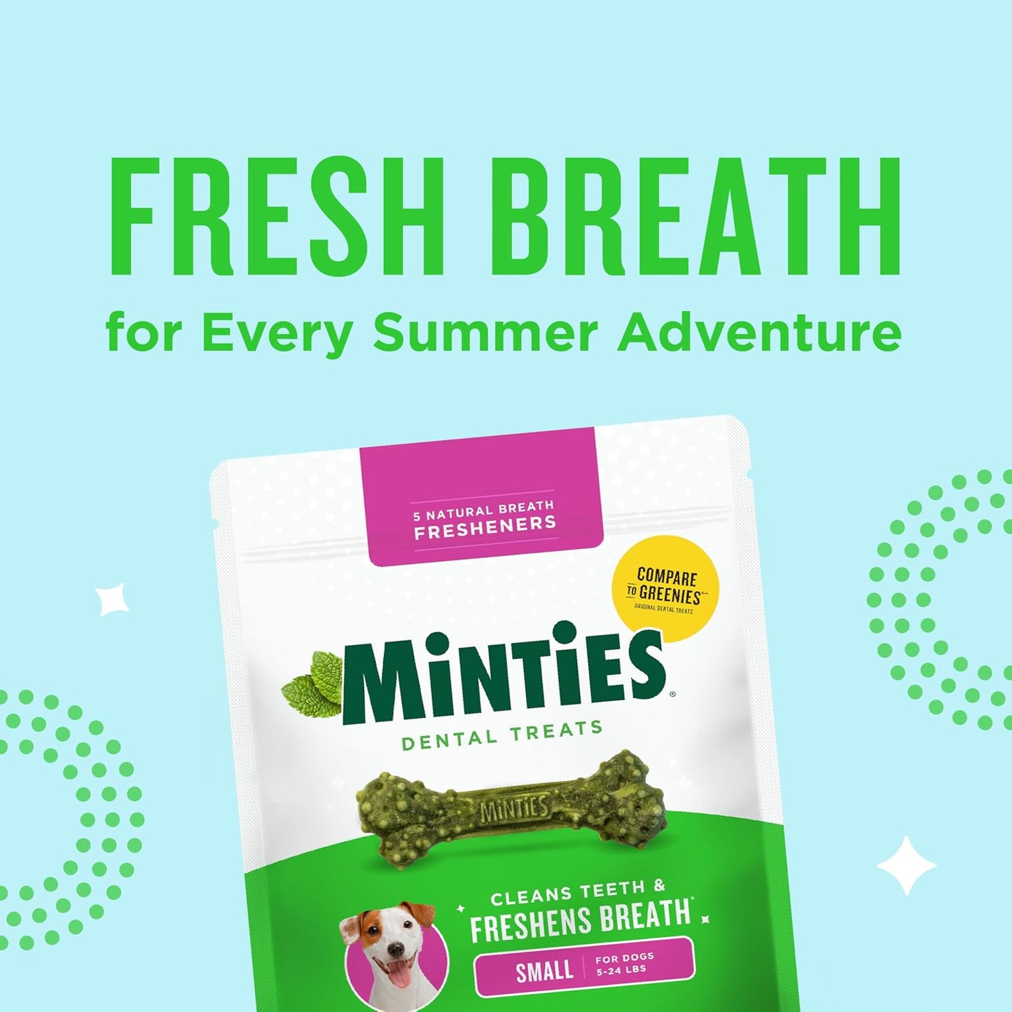 Minties Dog Dental Bone Treats, Tiny/Small Dental Dog Treats, 5-25 lbs, Clean Teeth, Fight Bad Breath, Removes Plaque and Tartar, 16 Count - Image 9