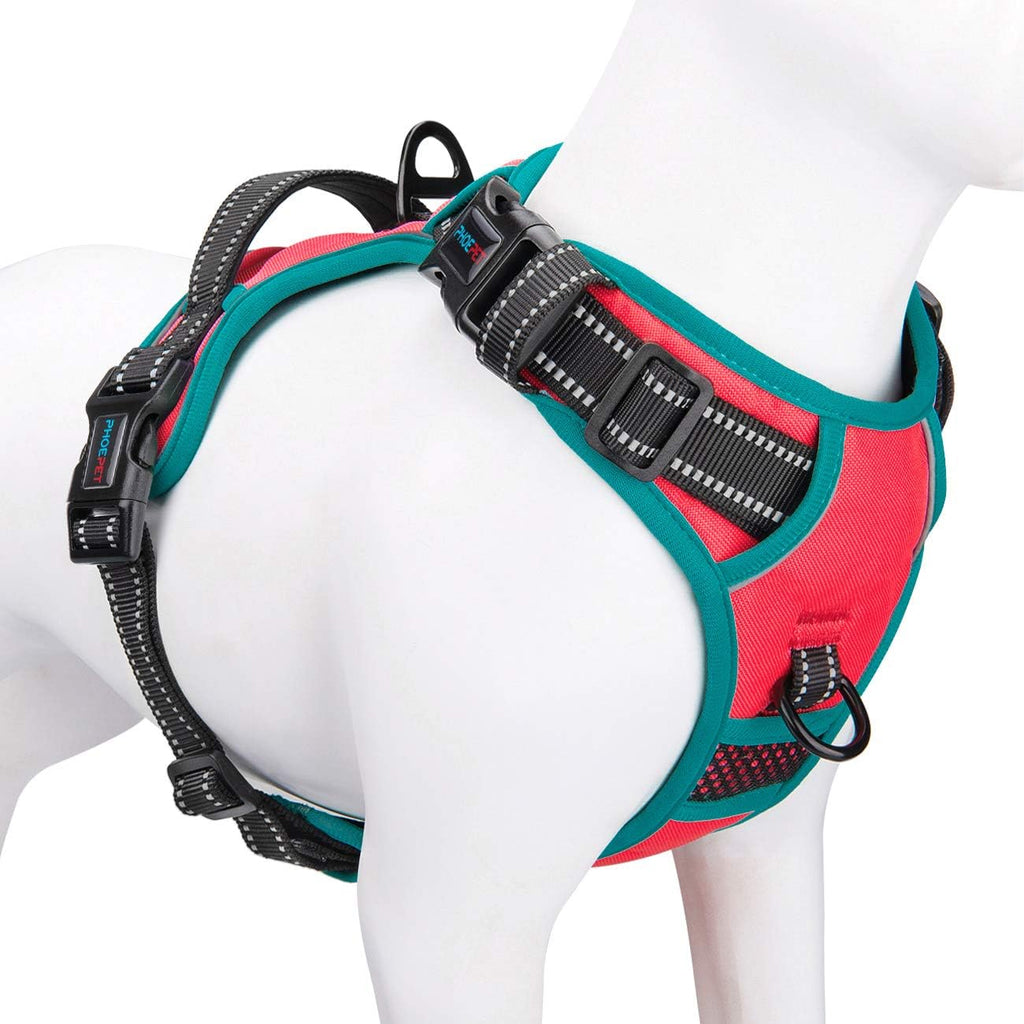 PHOEPET 2019 Upgraded No Pull Dog Harness, Reflective Adjustable Vest, with a Training Handle + 2 Metal Leash Hooks+ 3 Snap Buckles +4 Slide Buckles(L, Pink) - Image 12