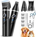PAPMINI 4 in 1 Dog Grooming Kit front view showcasing the black cordless clipper handle with blue LED indicators.