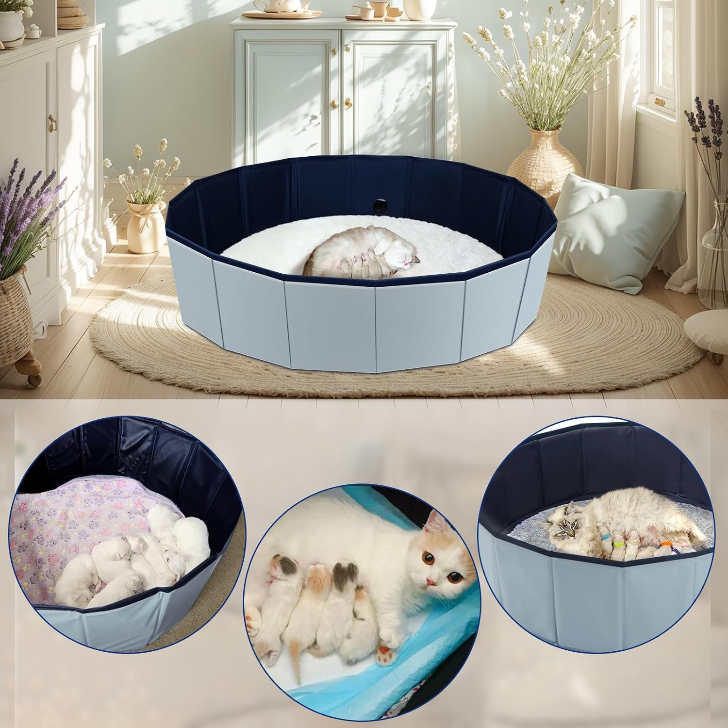 HALAGAS premium pet delivery station showing low entry wall for mother cat