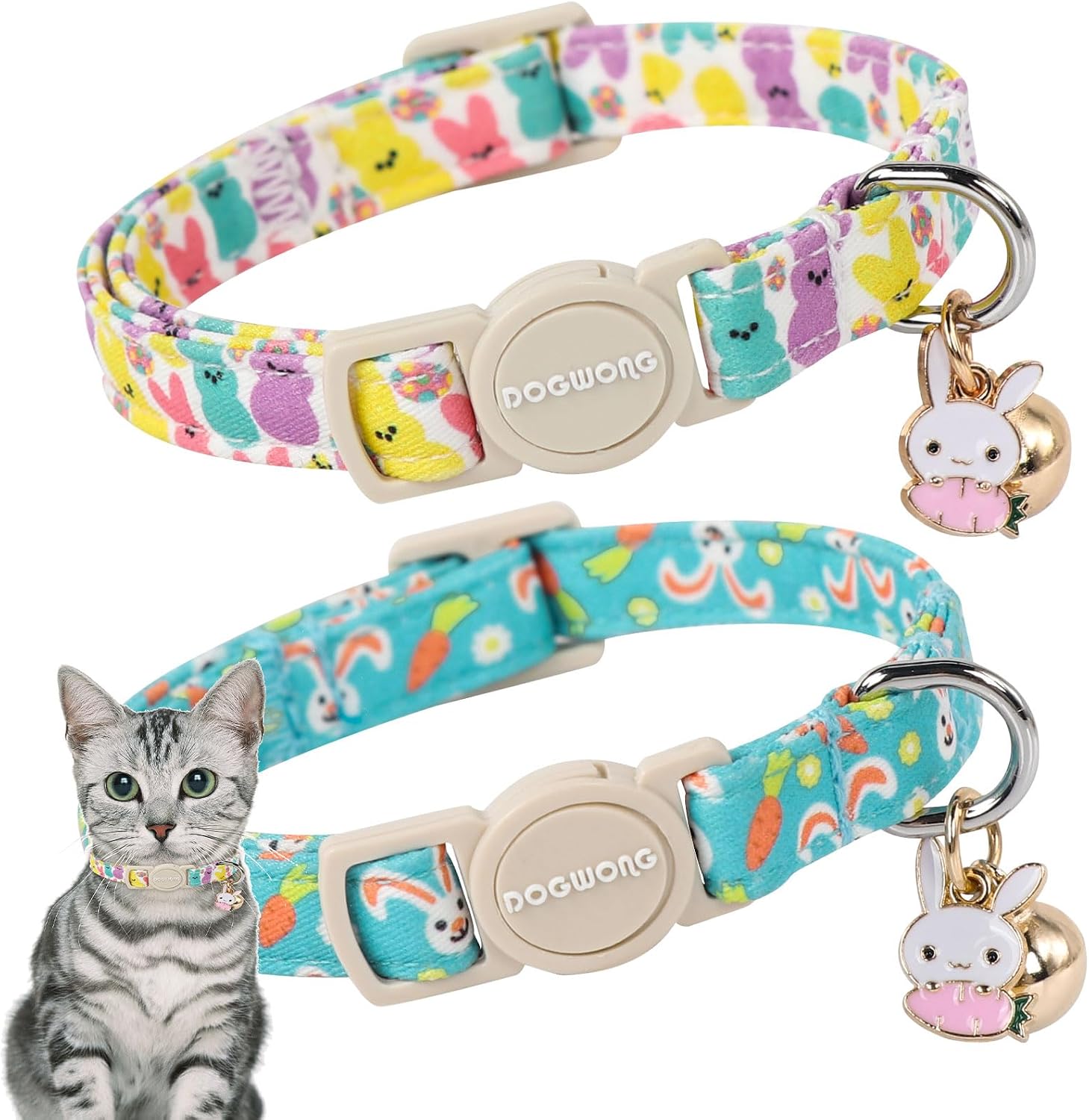 Cat Collar,2 Pack White Hemp Cat Collars Breakaway with Bell, DOGWONG Safety Buckle Wedding Cat Collar for Girl Boy Cats and Small DogsAdjustable 7-12 Inch,Pet Supplies Accessories - Image 15