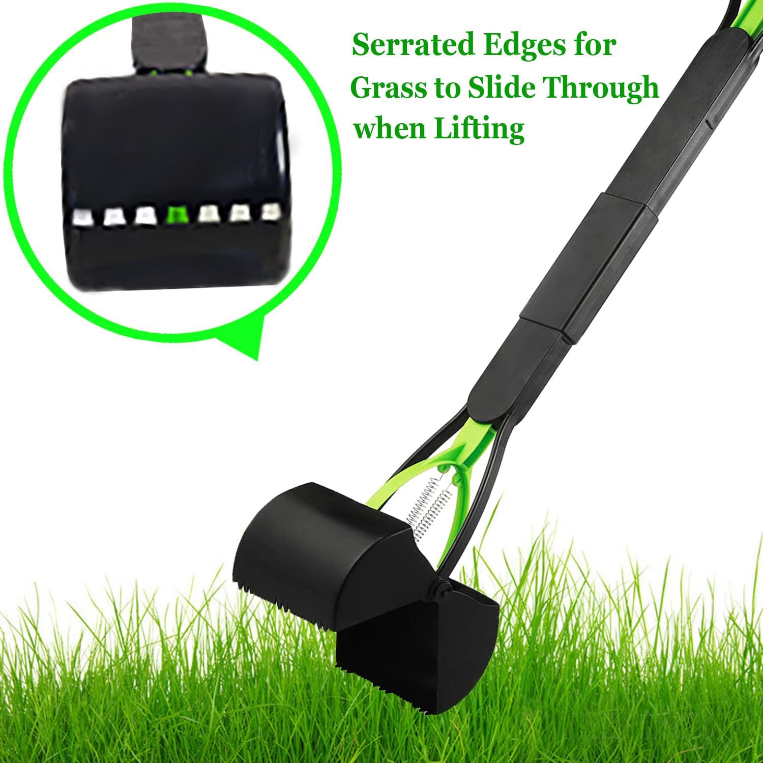 Ergonomic easy pull handle of the heavy duty pet waste collector for one handed operation.