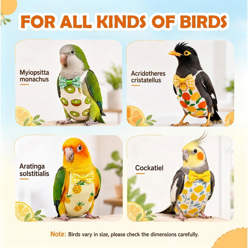 3 Pcs Reusable Bird Diaper Flight Suit with Leash Diaper Pads (Mix) - Image 5