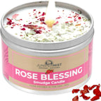 Junipermist Rose Smudge Candle 6 Ounce front view energy cleansing