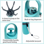 Fhiny lightweight handheld scooper attached to a dog leash via the convenient lanyard rope.
