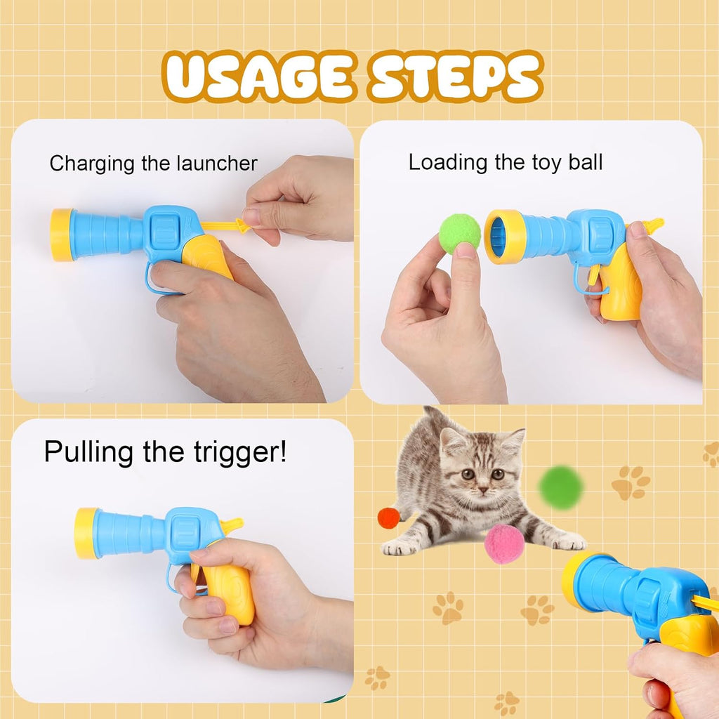 TEAWOO 100PCS Cat Ball Toys with 2 Launchers Set, Funny Interactive Cat Toys for Indoor Cats, Adult Cats & Kitten Toys - Image 4