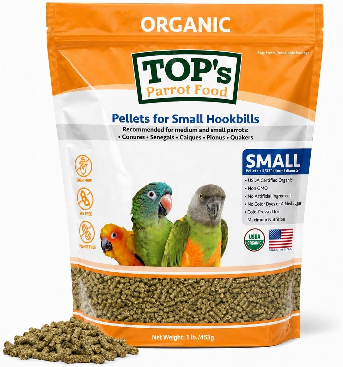 TOP's Parrot Pellets 4 lb, USDA Organic Certified, Non-GMO Bird Food for Hookbills - Image 14