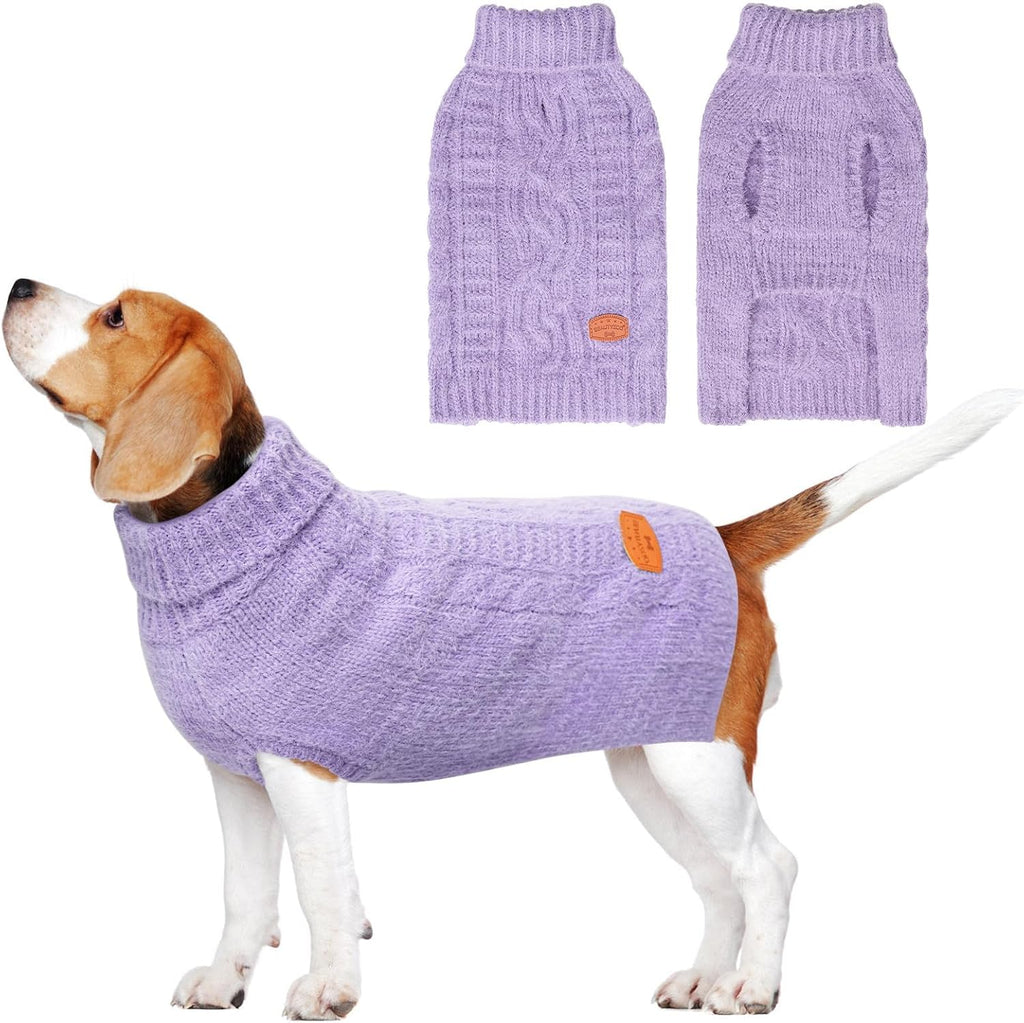BEAUTYZOO Cable Knit Small Dog Sweater, Color Block with Fuzzy Thread Knitted Turtleneck Dog Knitwear with Dots in a Variety of Colors for Small Medium Dogs Fall Winter Dog Clothes, S Beige - Image 10