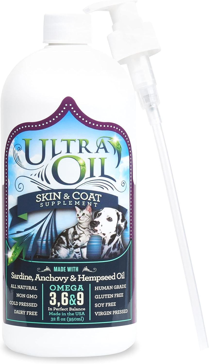 Ultra Oil Skin and Coat Supplement for Dogs and Cats with Hemp Seed, Flaxseed, Grape Seed, and Fish Oils for Relief from Dry Itchy Skin, Dull Coat, Hot Spots, Dandruff, and Allergies, (16 oz) - Image 9