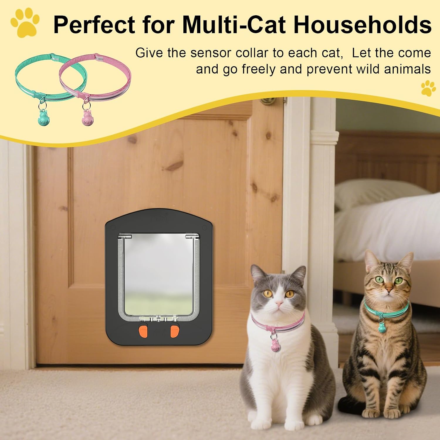 Close up of Alumani magnetic sensor tags for cat doors