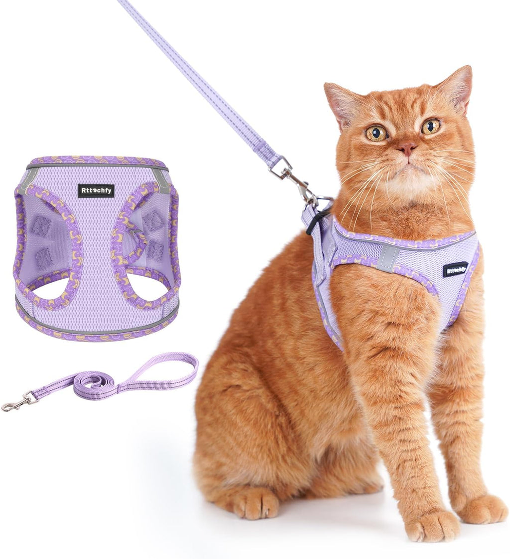 Rttochfy Cat Harness and Leash Set, Escape Proof Kitten Harness, Soft and Breathable Vest with Reflective Strip, Easy to Wear for Cats Walking and Traveling (Pink, S) - Image 14