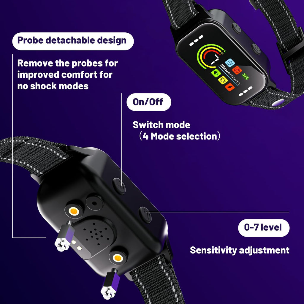 Odifrbi bark collar showing sensitivity levels