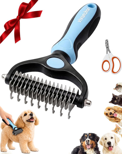 Luxenor 2-in-1 pet deshedding brush held in hand for scale