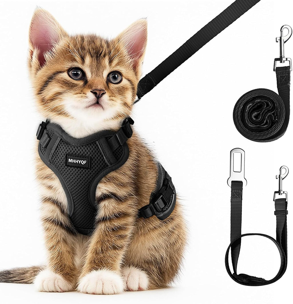 Cat Harness and Leash for Walking, Cat Car Harness, Escape Proof Soft Adjustable Vest Harnesses for Cats, Easy Control Breathable Reflective Strips Harness, Kitten Harness and Leash Set, Black, S - Image 11