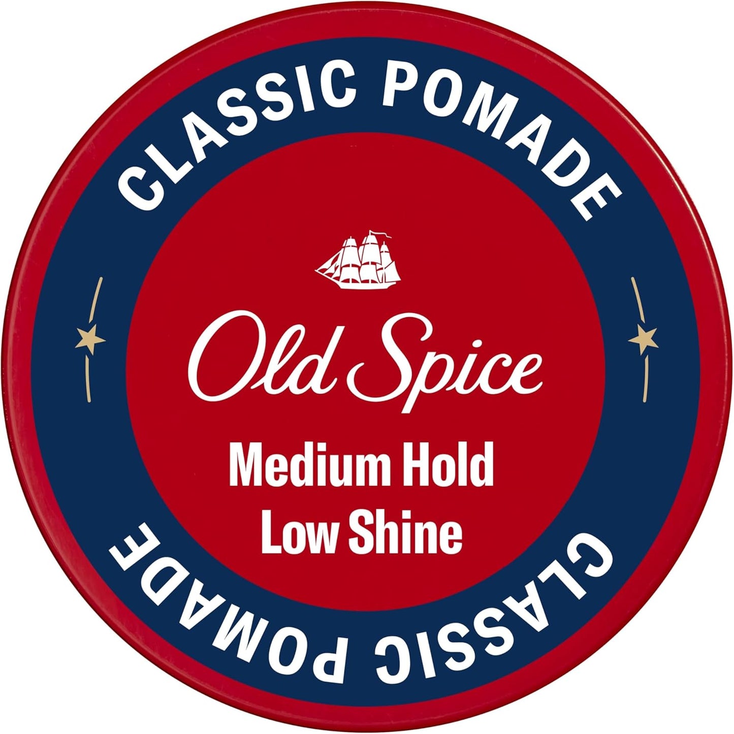 Old Spice Classic Pomade for Men front view of 2.22 ounce red and blue tub