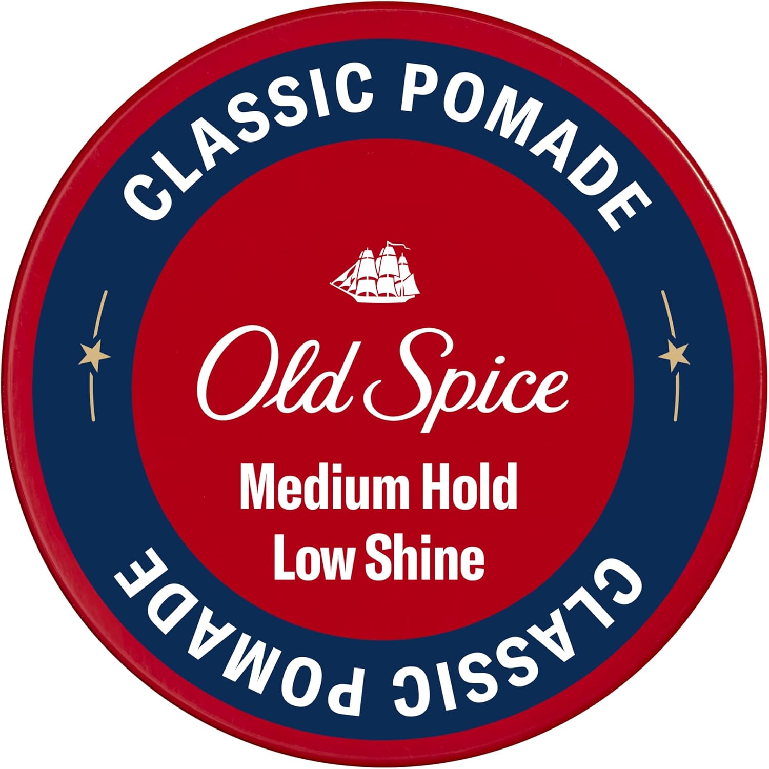Old Spice Classic Pomade for Men front view of 2.22 ounce red and blue tub