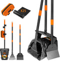 Nibnozy dog pooper scooper kit front view showcasing the long metal handle and swivel bin.