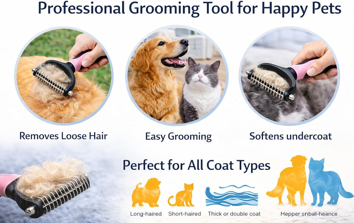 Dog & Cat Deshedding Brush - Pet Grooming Comb for Removing Loose Hair, Reduce Shedding, Stainless Steel Teeth, Safe for Long & Short Hair Pets - Image 9