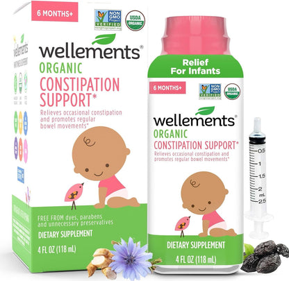 Wellements Organic Constipation Support front bottle view