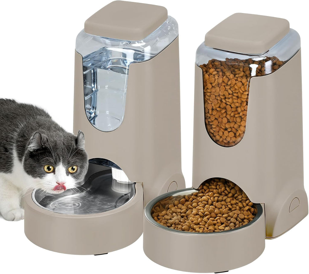 2 Pack Automatic Cat Feeder and Gravity Stainless Steel Water Dispenser, Dog Food Feeder and Waterer Set for Small Medium Puppy Kitten Pets (1 Gallon x 2, Gray) - Image 12