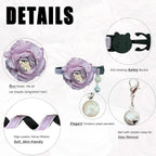 Close up view of the purple breakaway safety buckle on the premium velvet kitten collar