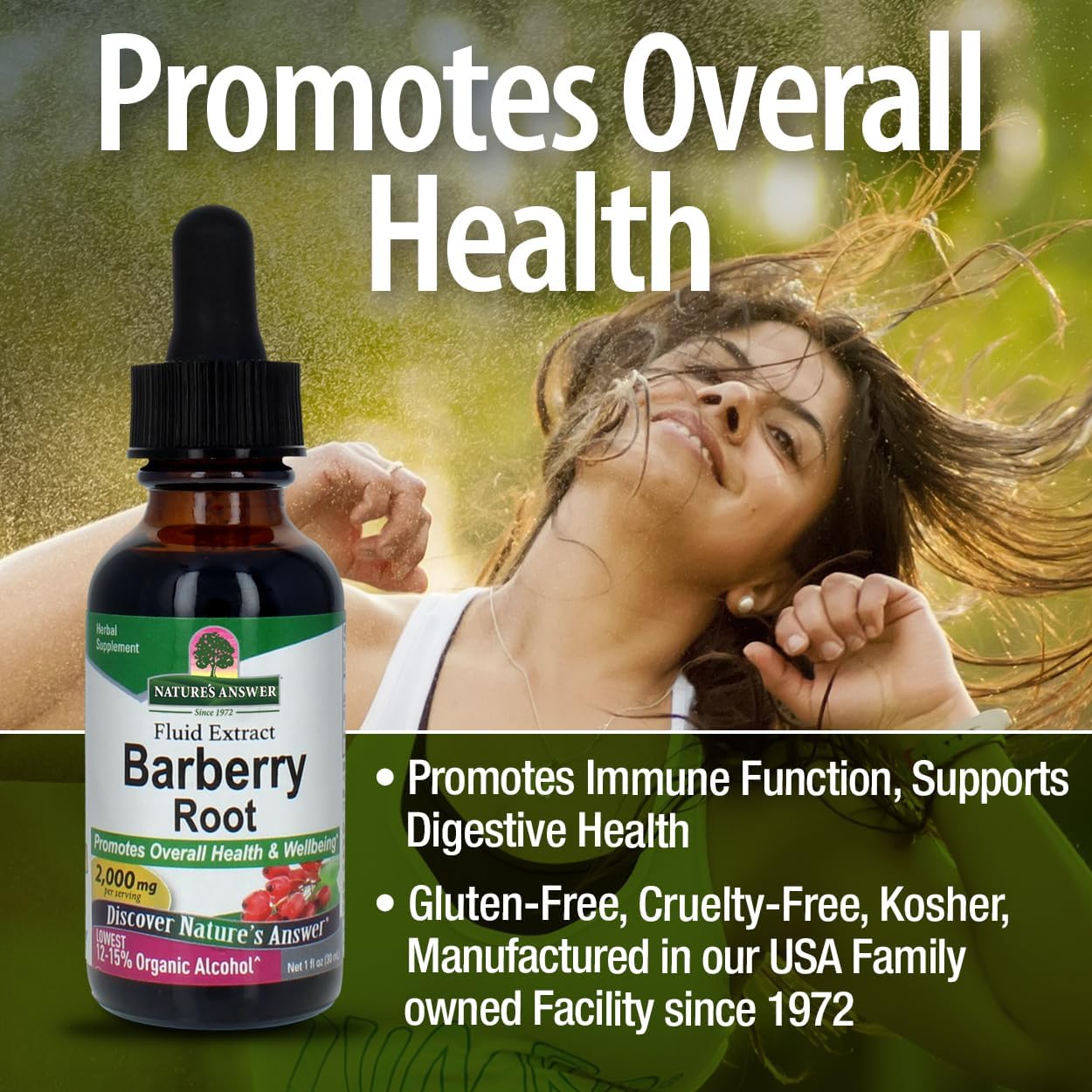 Bio-Chelated cold extraction barberry root fluid extract dropper bottle details
