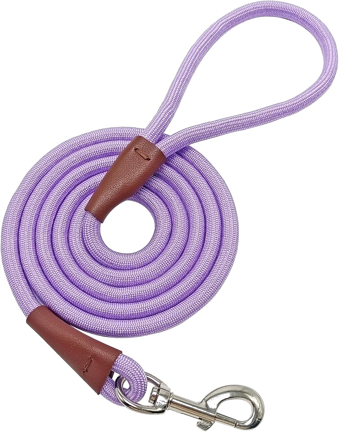 MayPaw 4/6 /8/10 FT Dog Leash, Classic Solid Colors, Strong Nylon Rope Dog Leash Reinforced with Leather Tailor Connection Heavy Duty Silver Clasp (Black, 6ft*1/2") - Image 14