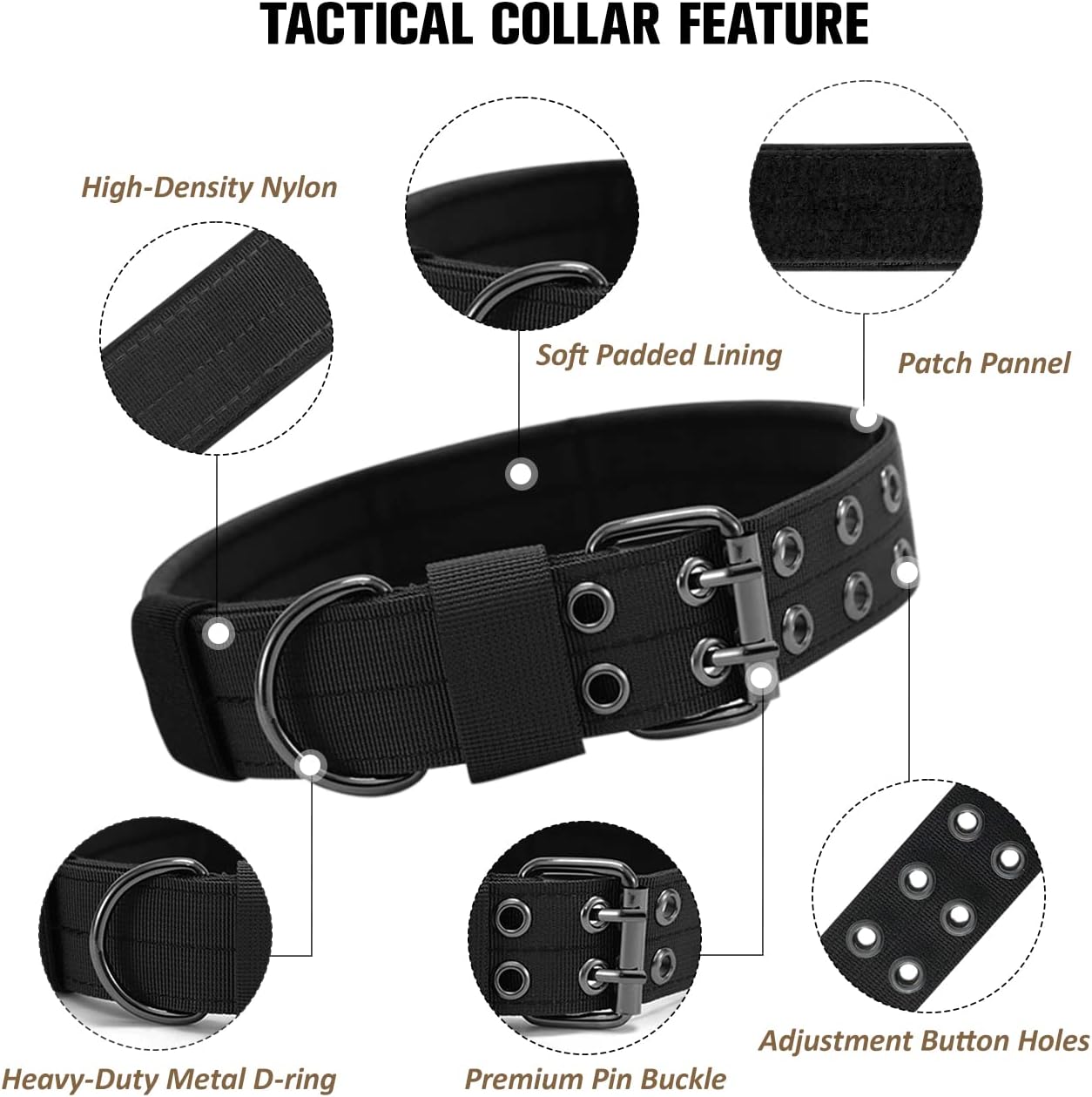 Periflowin tactical dog collar magic sticker patch panel