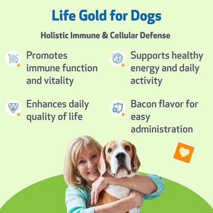 Pet Wellbeing Life Gold 4 ounce liquid formula with bacon flavor for dog natural detoxification