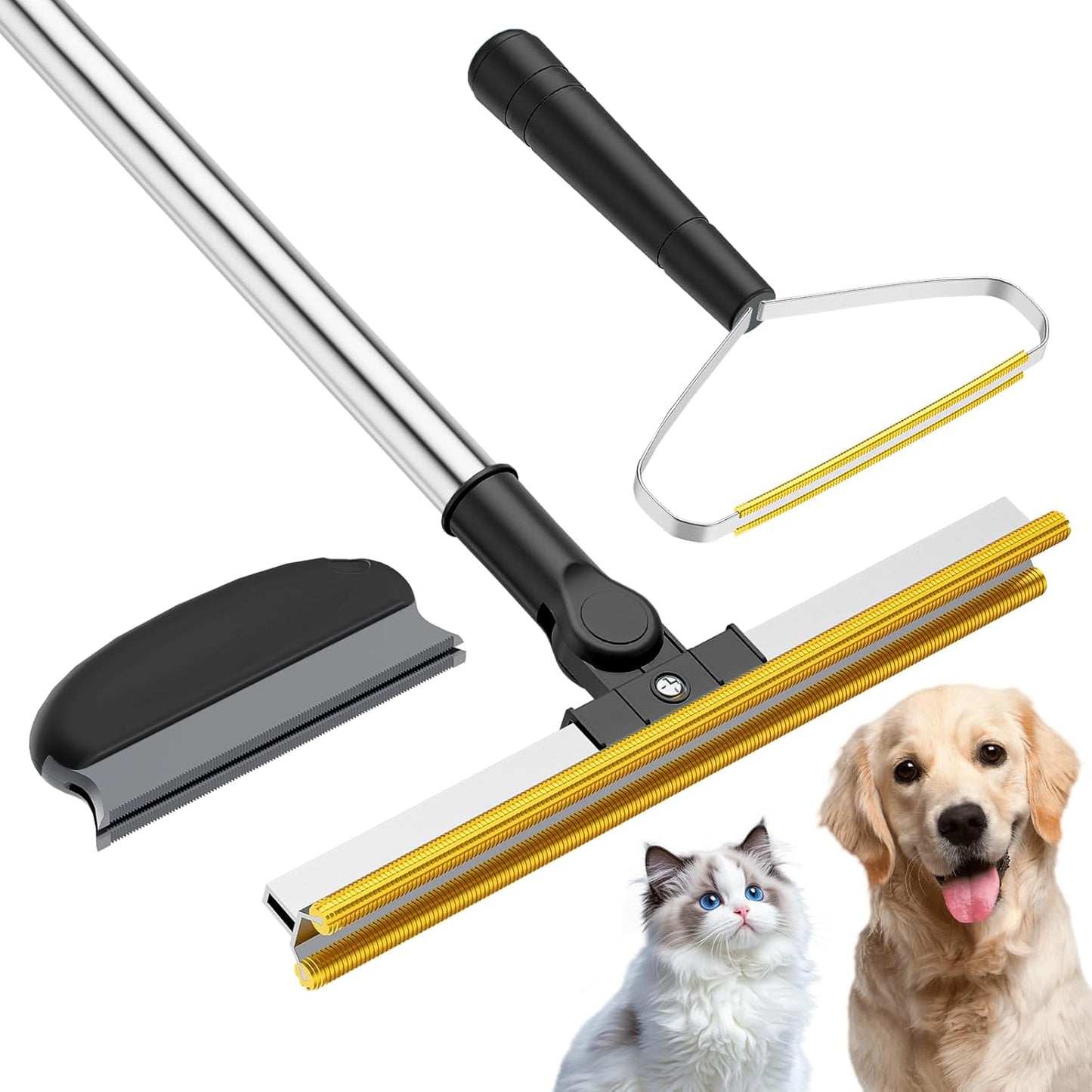 3 in 1 Carpet Rake for Pet Hair Removal, Tool Set of 3, 55" Long Handle Carpet Pet Hair Removal Carpet Scraper Dog Cat Hair Remover for Sofa, Couch, Car, Rug - Image 9