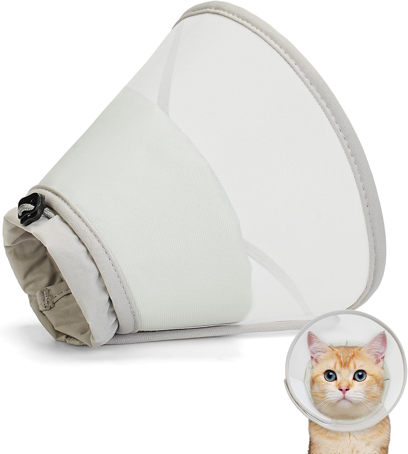Packaging details and medium sizing specifications for the authentic imported cat cone