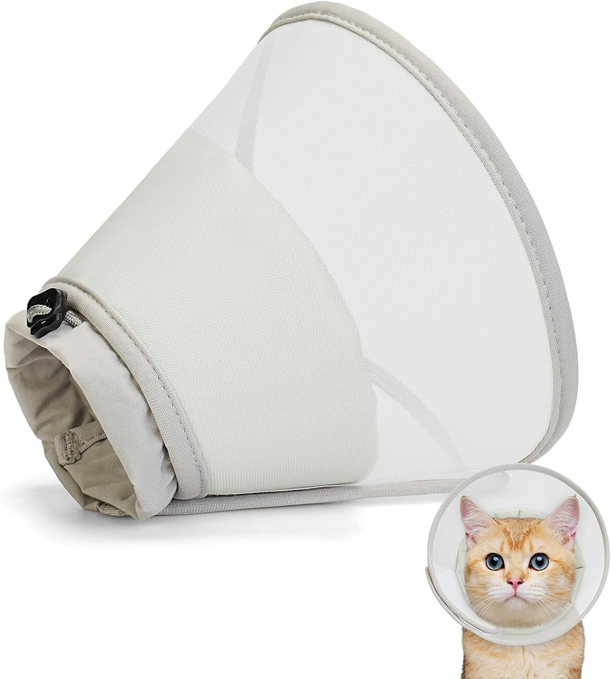Packaging details and medium sizing specifications for the authentic imported cat cone
