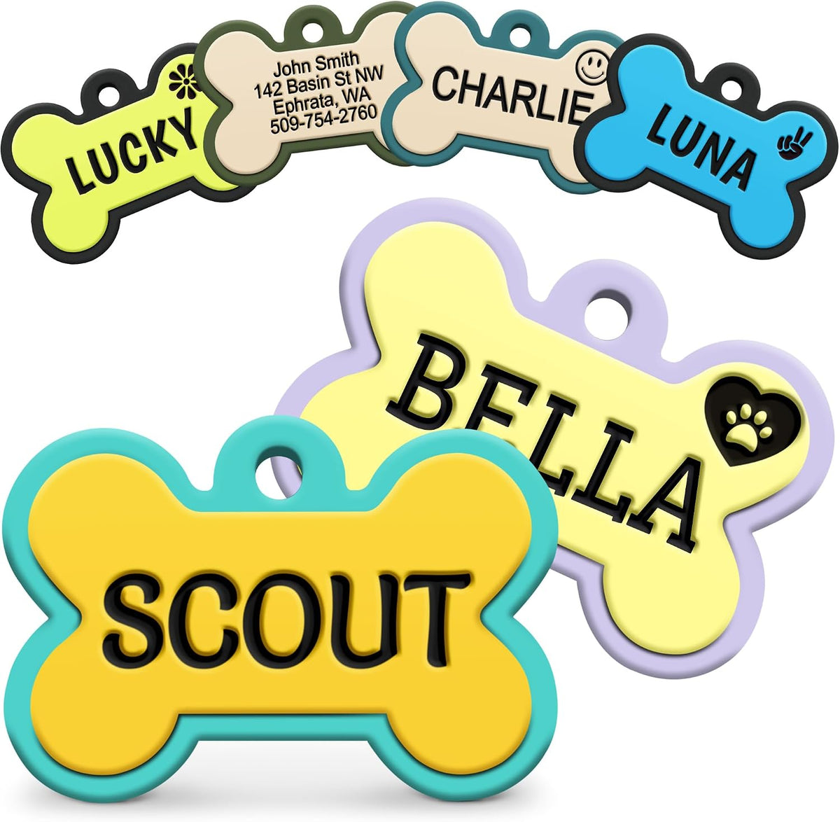 GoTags Silicone Dog Tags, Soundless Pet Tag, Personalized Silent Tag Engraved for Pets with Cute Custom Designs, for Dogs and Cats, (Bone, Pink) - Image 9
