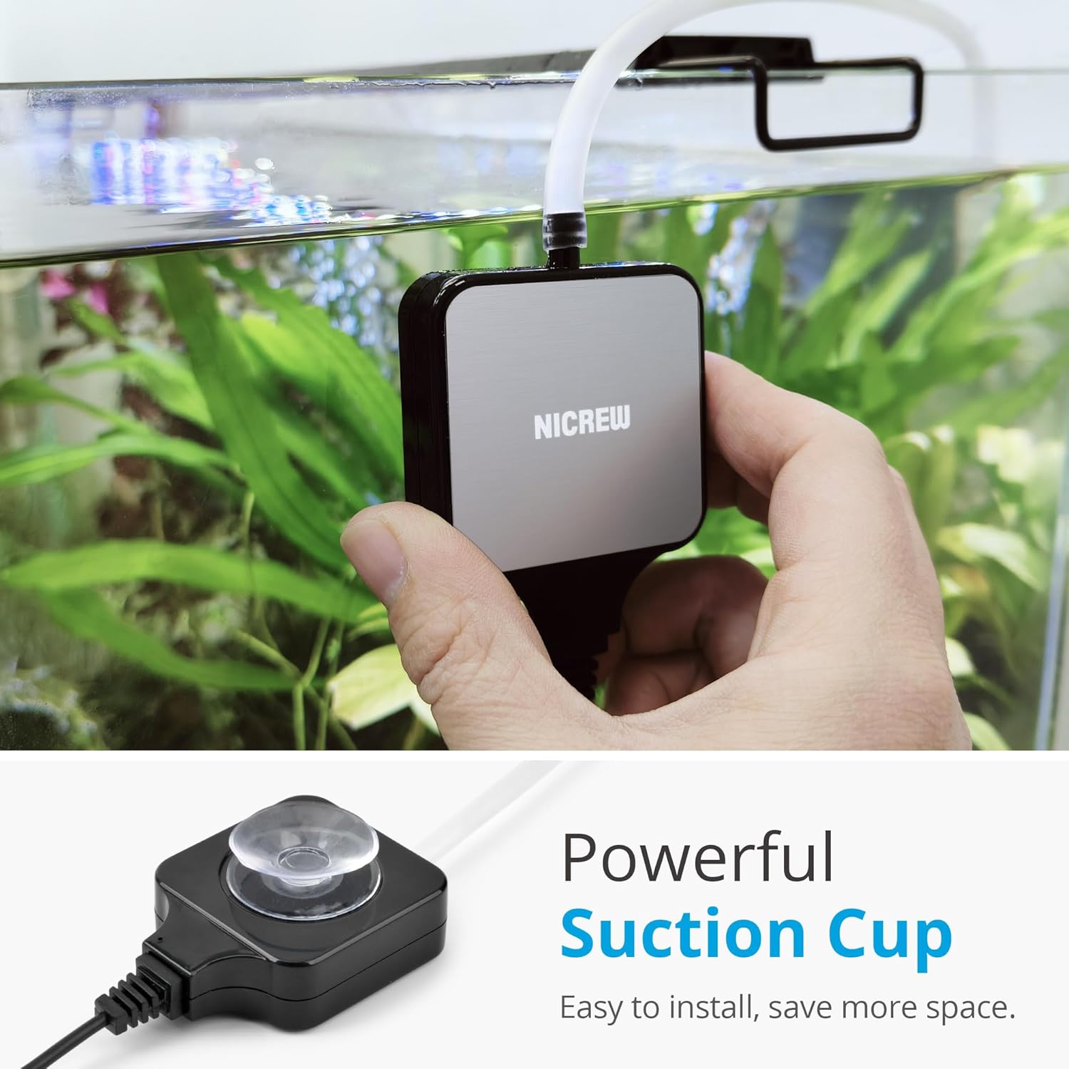 Nicrew aquarium air pump kit including tubing and air stone