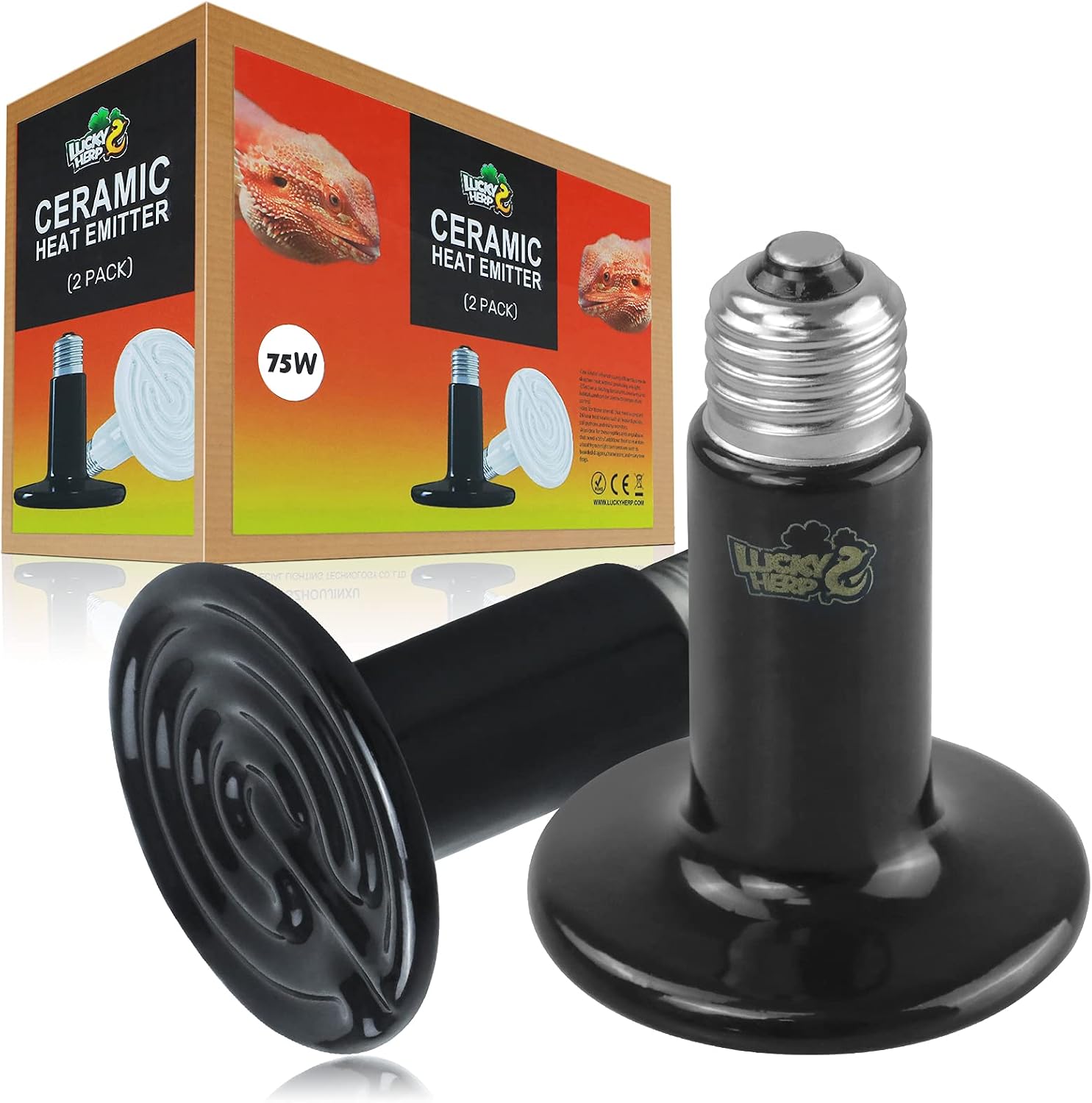 LUCKY HERP 150W Ceramic Heat Emitter, Reptile Heat Bulbs, Ceramic Heat Lamp for Reptiles, Amphibian, Chicken, Dog, Cat (2-Pack) - Image 10