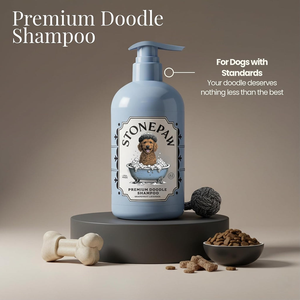 Detangling dog shampoo for curly coated doodle breeds