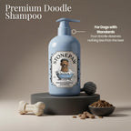 Detangling dog shampoo for curly coated doodle breeds